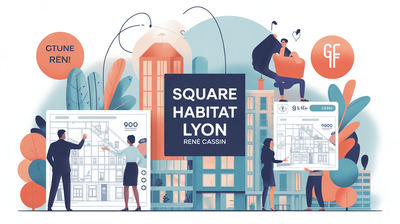 Illustration moderne de Square Habitat Lyon René Cassin avis, thème immobilier Lyon 9