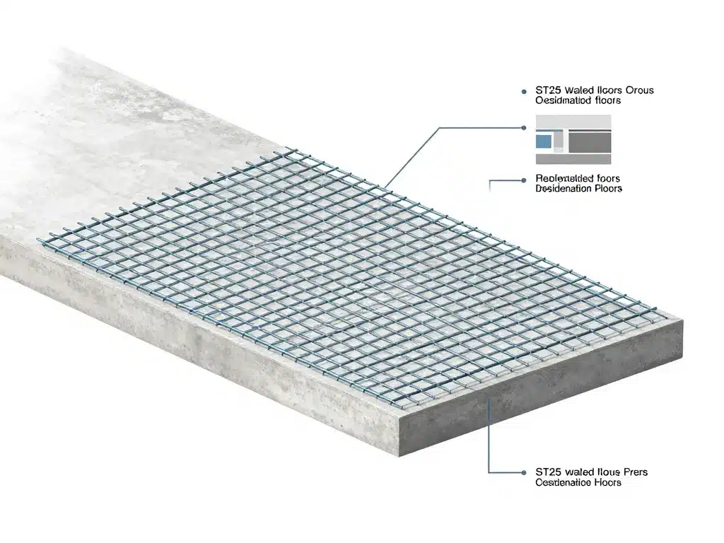 Schéma conceptuel treillis soudé ST25 usages en dalle béton