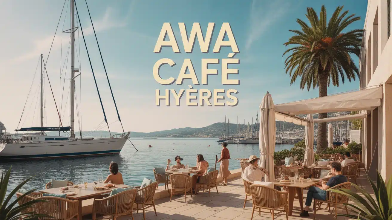 Illustration Awa Café Hyères terrasse et port méditerranéen