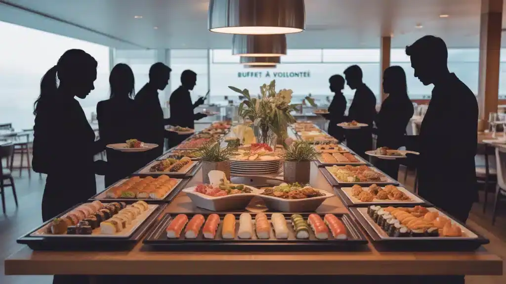 buffet à volonté avec plats internationaux variés