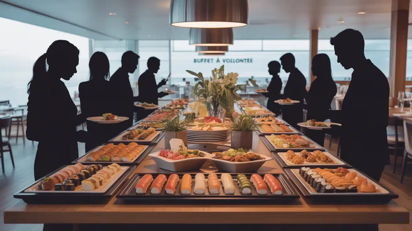 buffet à volonté avec plats internationaux variés