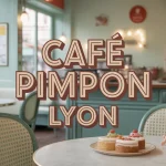 Illustration Café Pimpon Lyon vintage avec jouets et pâtisseries