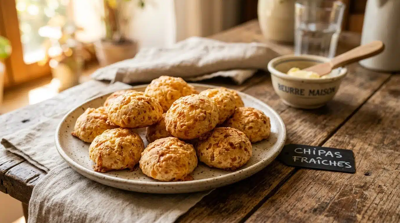 Plate of freshly baked traditional chipas