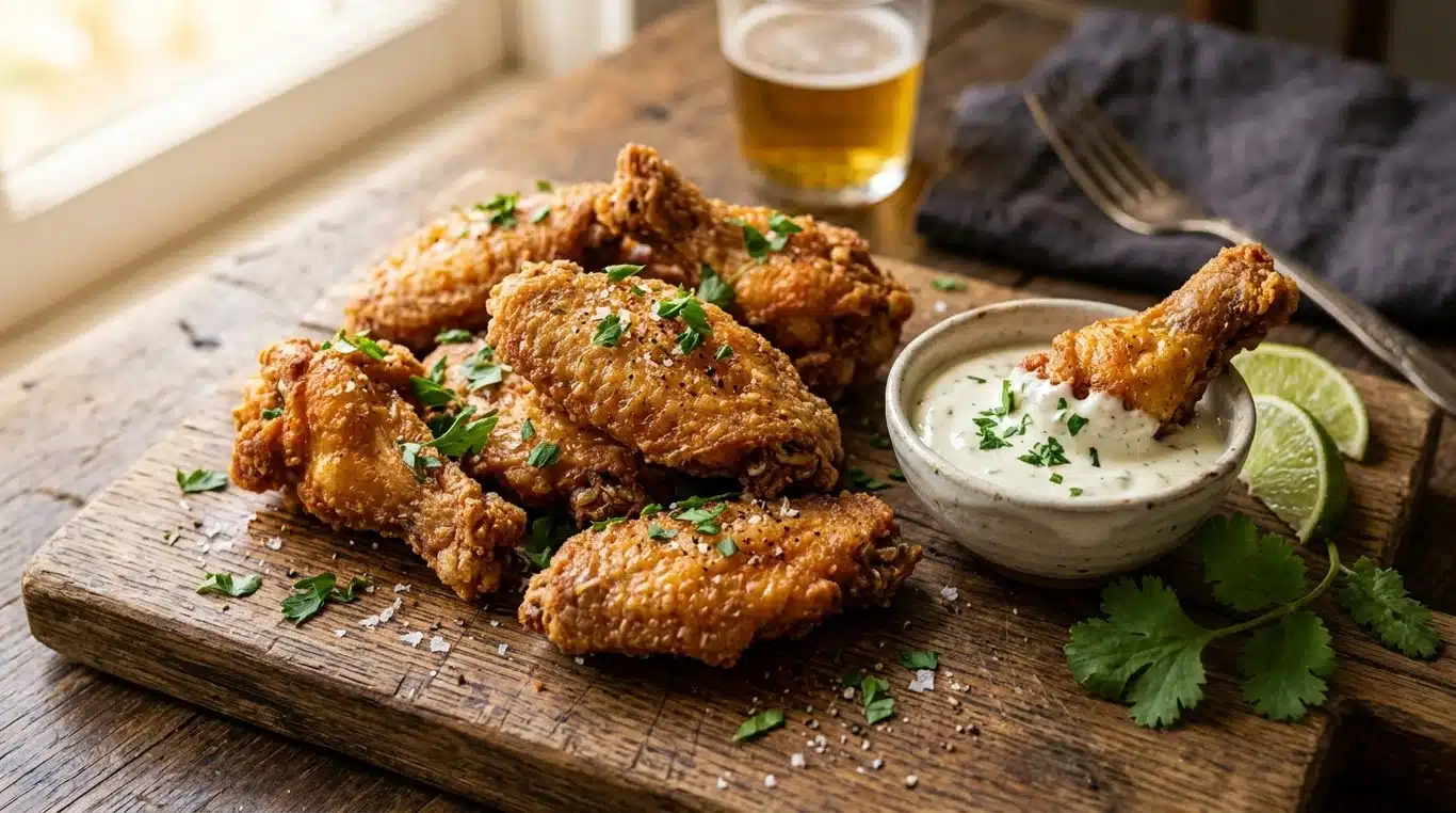 Ailes de poulet croustillantes au four fraîchement préparées