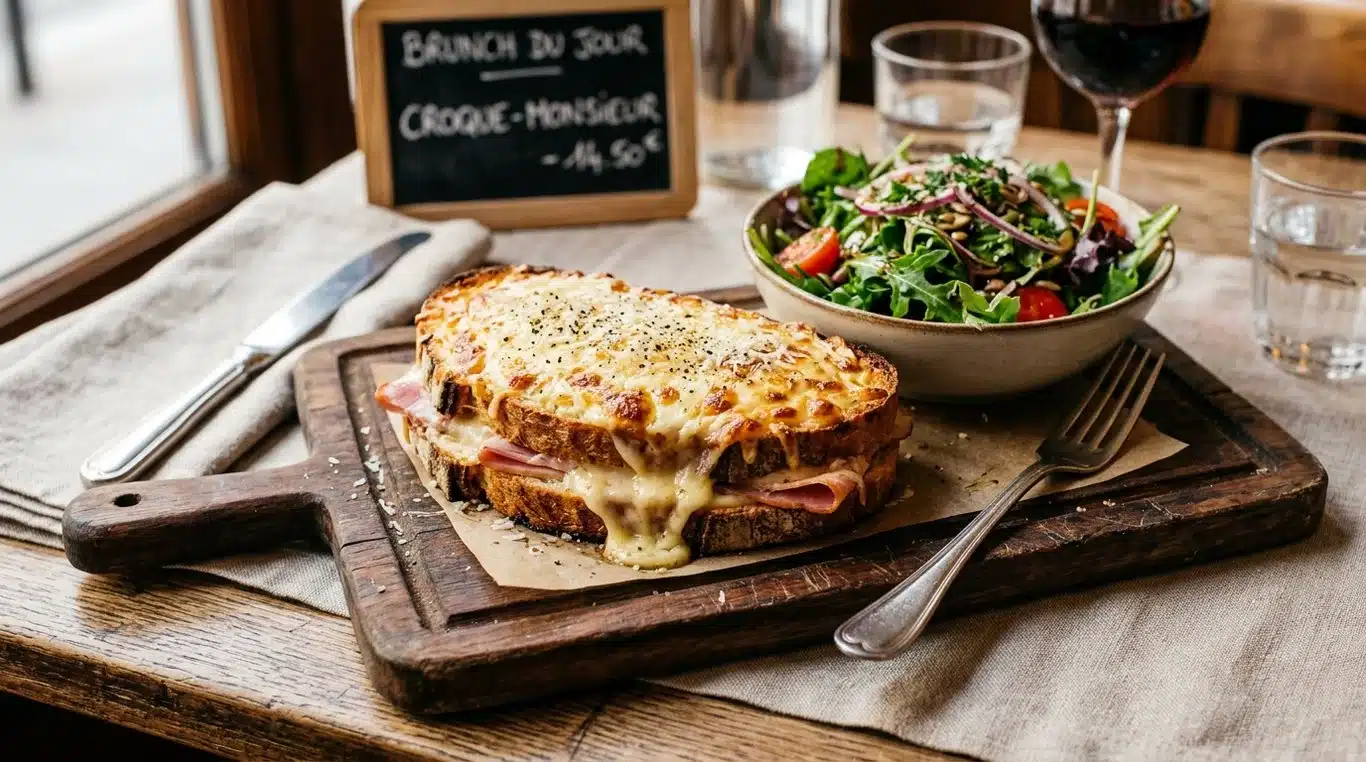 Croque-monsieur façon Cambien servi avec une salade