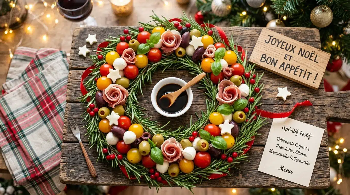 Couronne apéro de Noël festive et gourmande