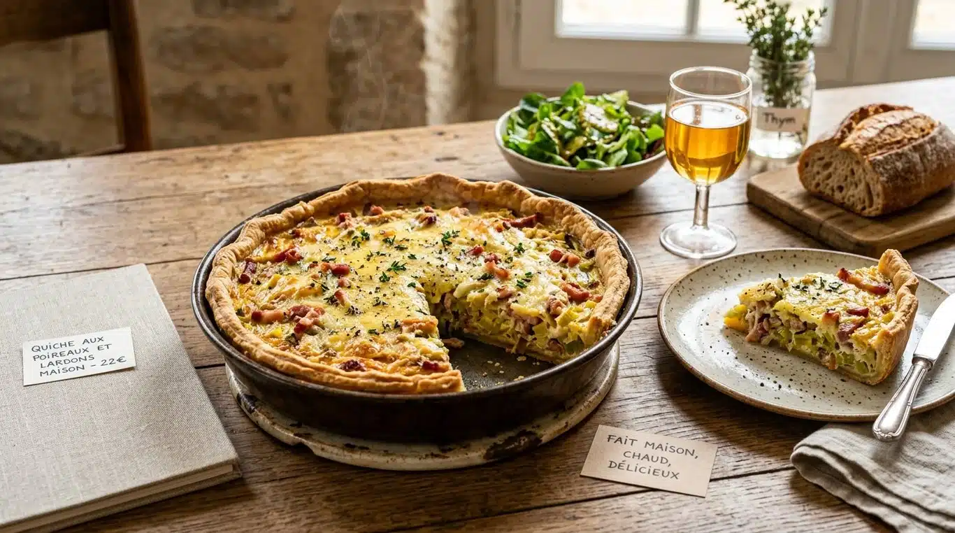 Quiche onctueuse aux poireaux et lardons sans lait