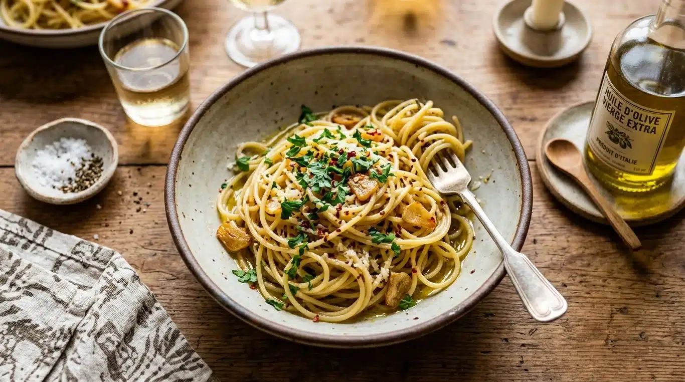 Assiette de Spaghetti Aglio, Olio e Peperoncino