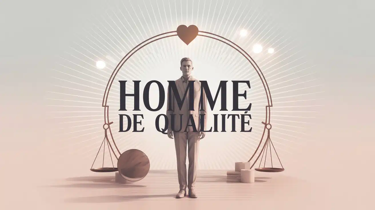 Illustration homme de qualité posture confiante symbole équilibre cœur lumière