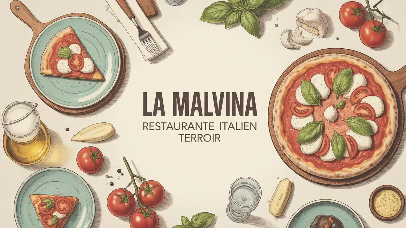 Illustration vectorielle restaurant italien La Malvina terroir