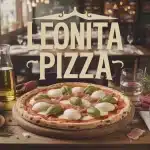 Pizza artisanale Leonita Pizza sur table en bois avec ingrédients frais