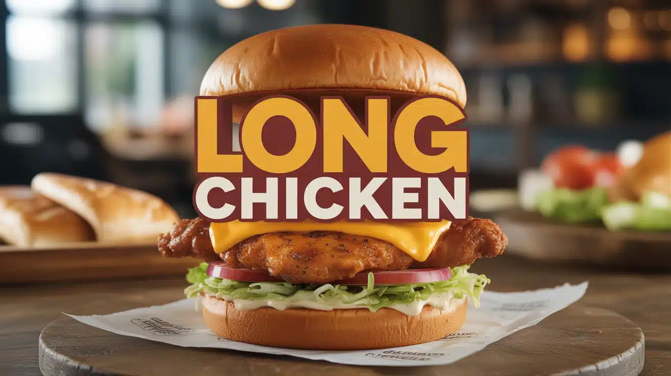 Illustration Long Chicken burger avec pain moelleux et poulet croustillant