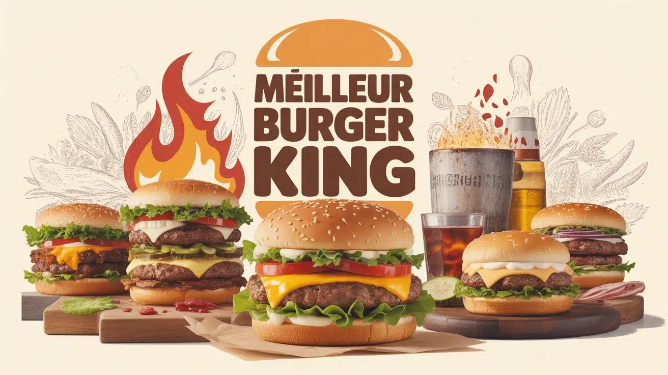 illustration meilleur burger Burger King avec grill et ingrédients frais