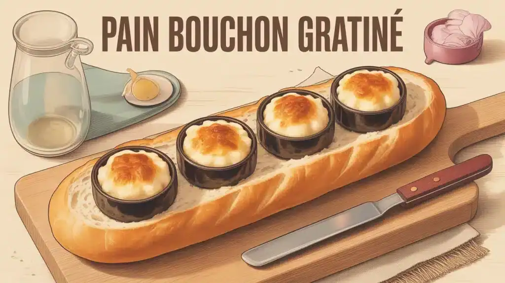 pain bouchon gratiné avec fromage fondu