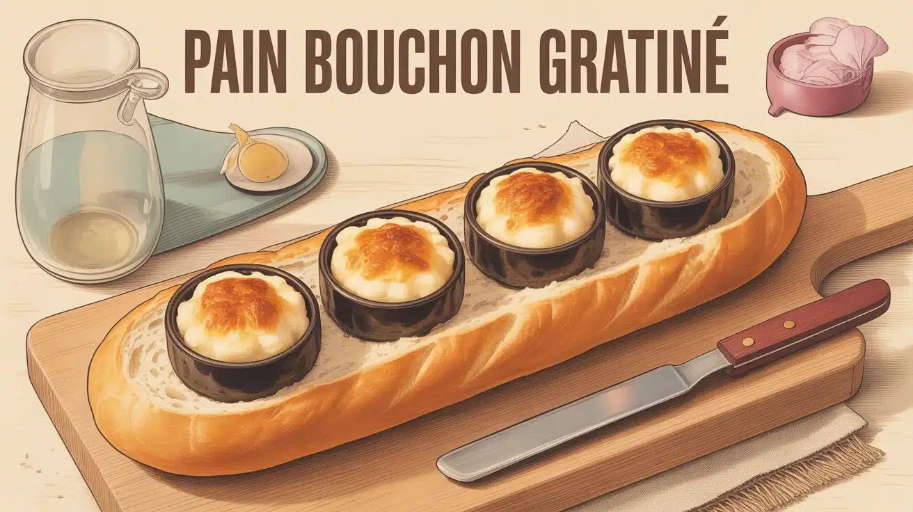 pain bouchon gratiné avec fromage fondu