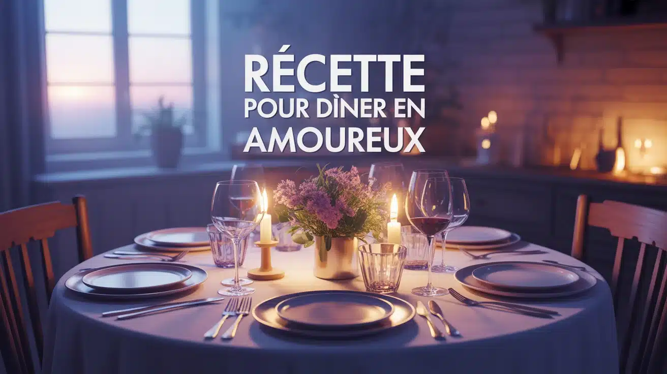 table romantique pour recette pour dîner en amoureux avec bougies et vin