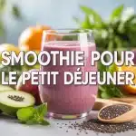 smoothie pour le petit déjeuner avec fruits et graines