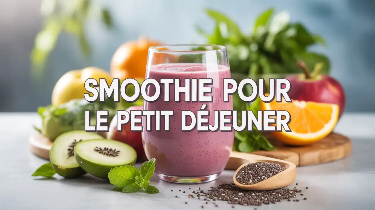 smoothie pour le petit déjeuner avec fruits et graines