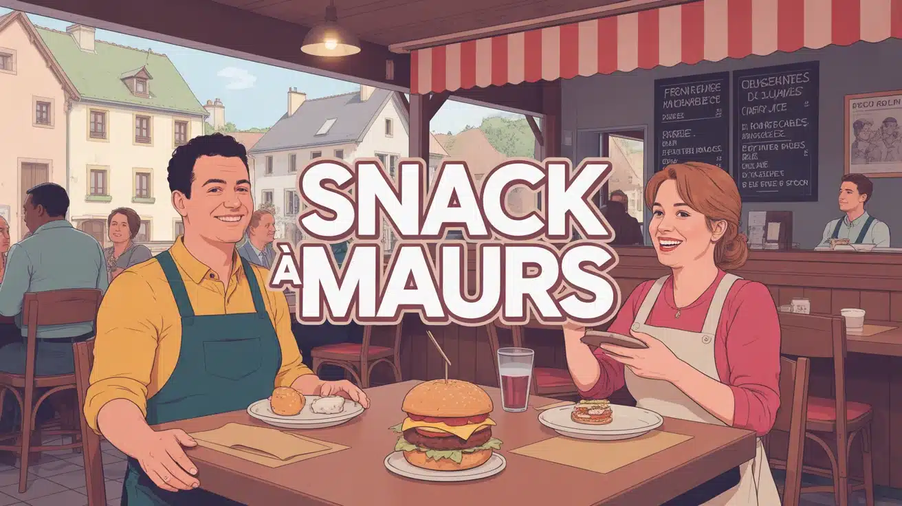 Scène conviviale dans un snack à Maurs avec clients et service rapide