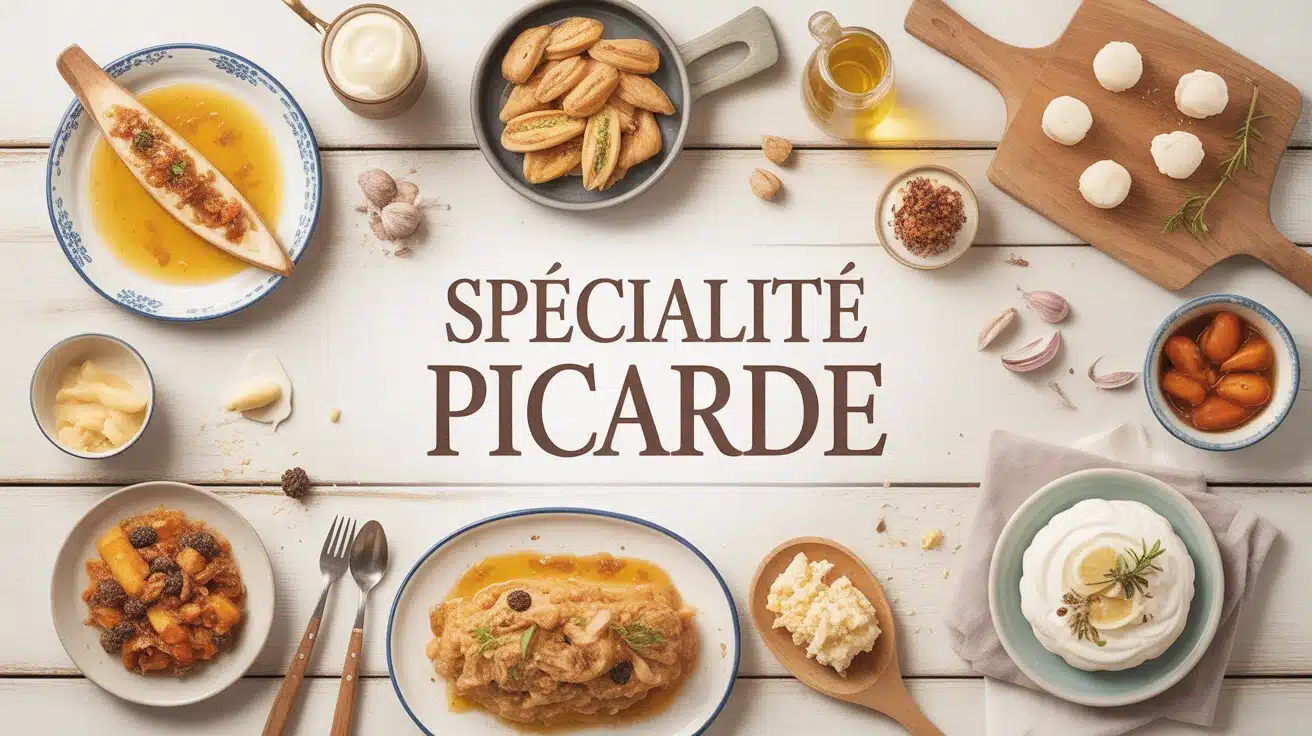 assortiment de spécialités picardes sur table rustique