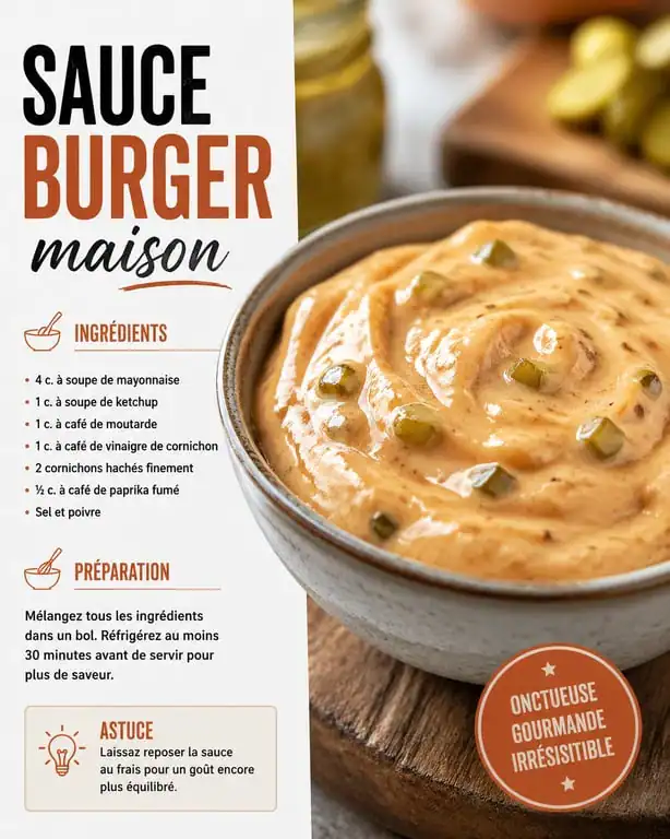 Sauce burger maison onctueuse dans un bol pour accompagner vos hamburgers