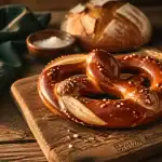 bretzel alsacien traditionnel sur planche