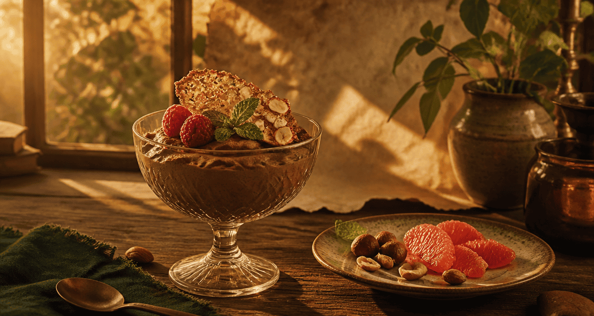 accompagner une mousse au chocolat noir tuiles et fruits