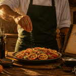 assaisonnement salade chef table bois