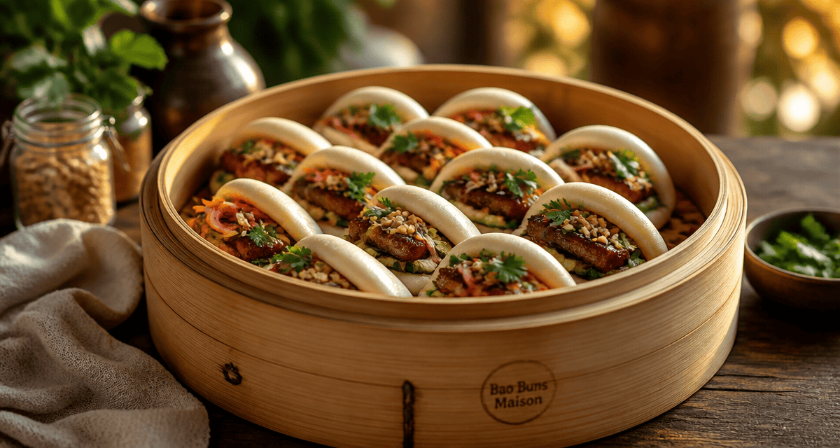 Bao bun maison vapeur porc laqué et pickles
