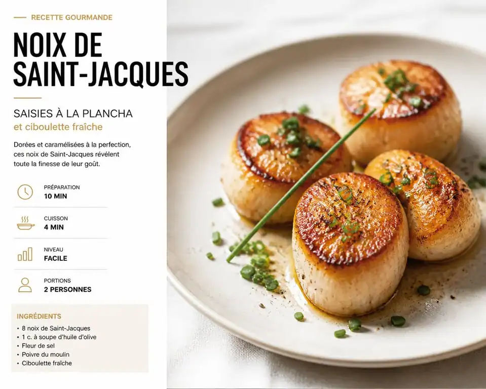 Noix de Saint-Jacques à la plancha marinées au citron vert et gingembre