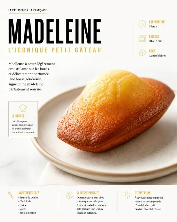 Madeleine moelleuse recette Cyril Lignac avec sa bosse caractéristique