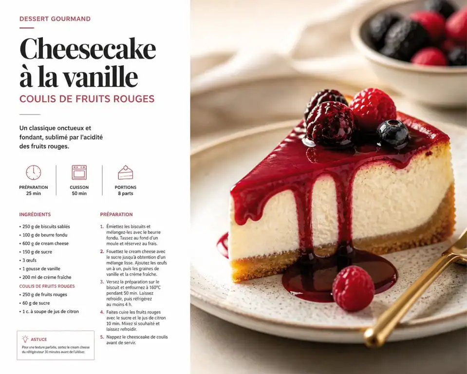Recette cheesecake à la vanille et spéculoos sur assiette