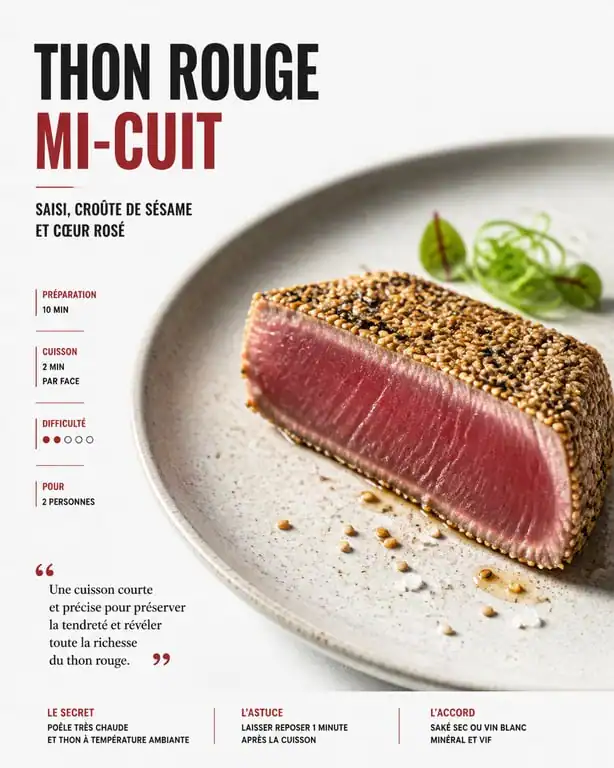 Tranche de thon à la poêle avec croûte de sésame