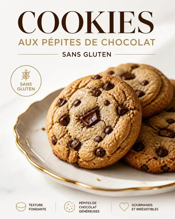 Cookies sans gluten aux pépites de chocolat sur une assiette