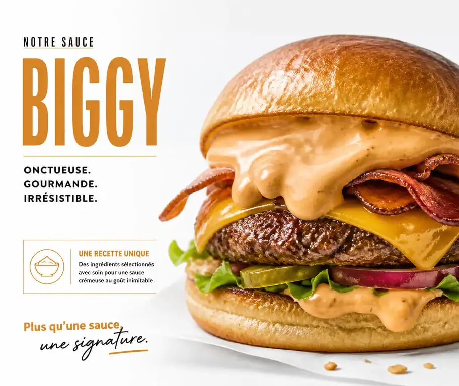 Sauce Biggy maison onctueuse sur un burger gourmand