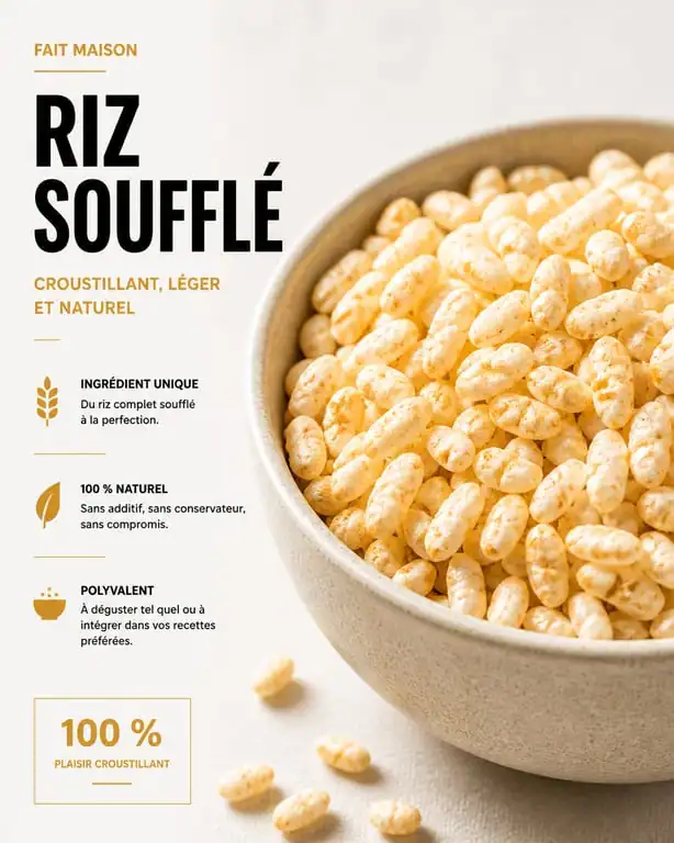 Bol de riz soufflé maison croustillant prêt à être dégusté