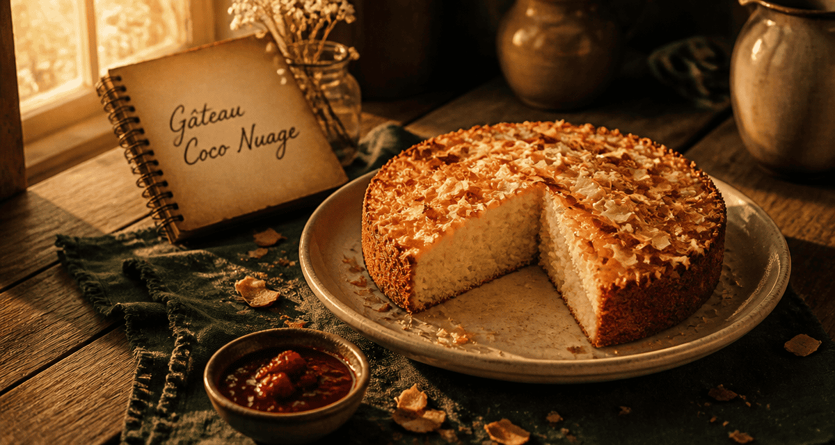 gateau noix de coco moelleux sur table