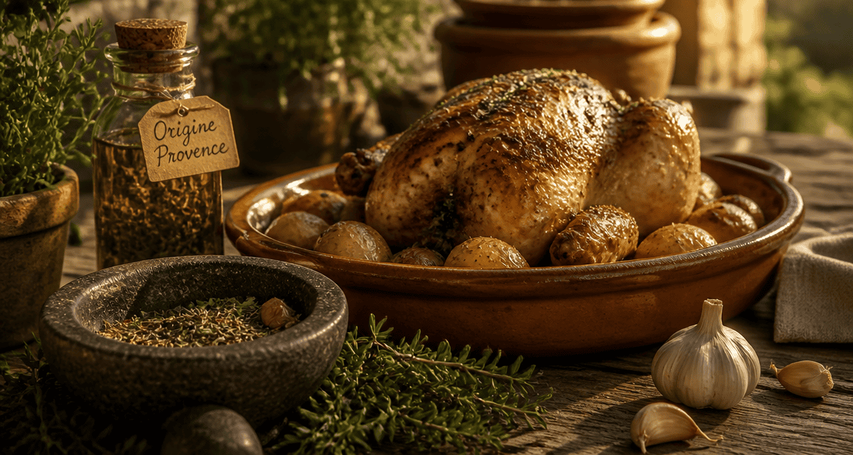 herbes de provence sur plat poulet rôti