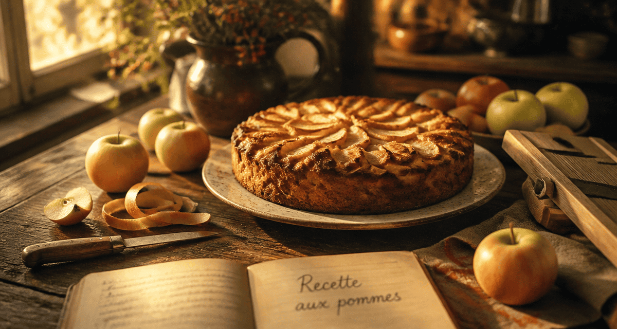 recette avec des pommes gâteau rustique sur table