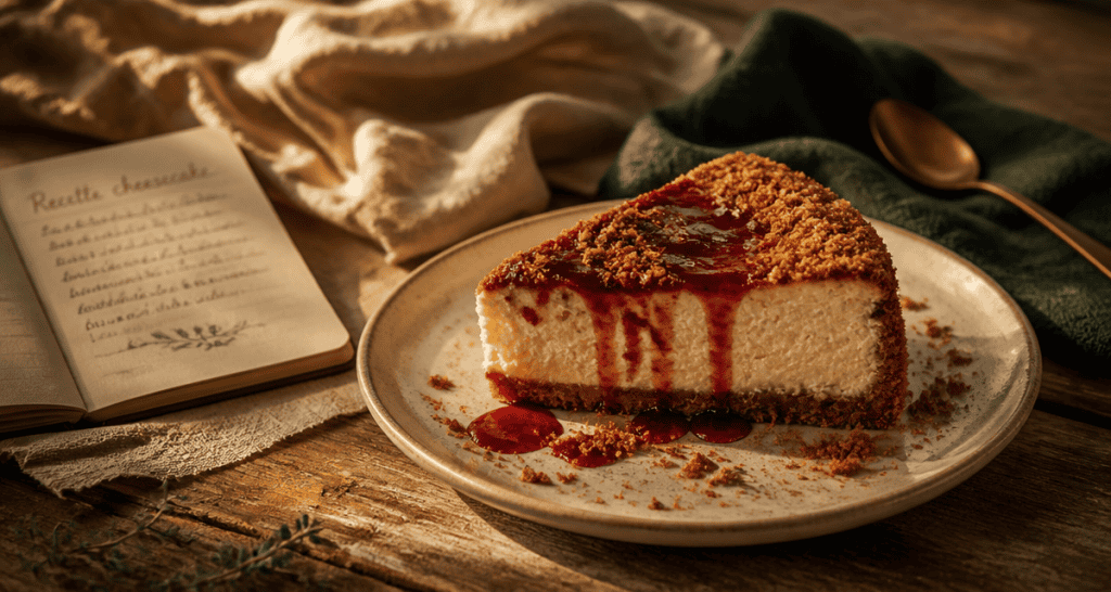 recette cheesecake sur table ancienne