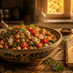recette de pois chiche en salade méditerranéenne avec feta et légumes