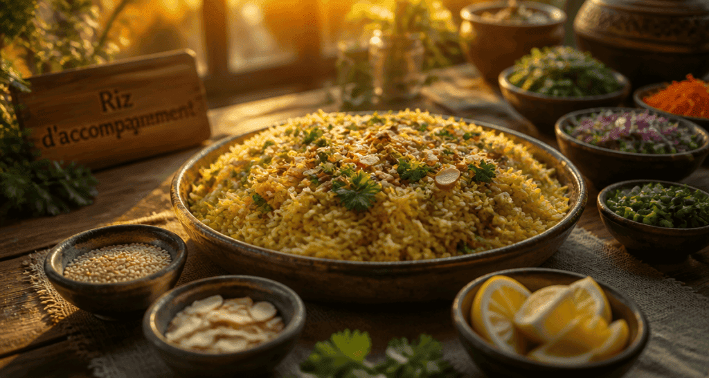 riz en accompagnement recettes sur table rustique