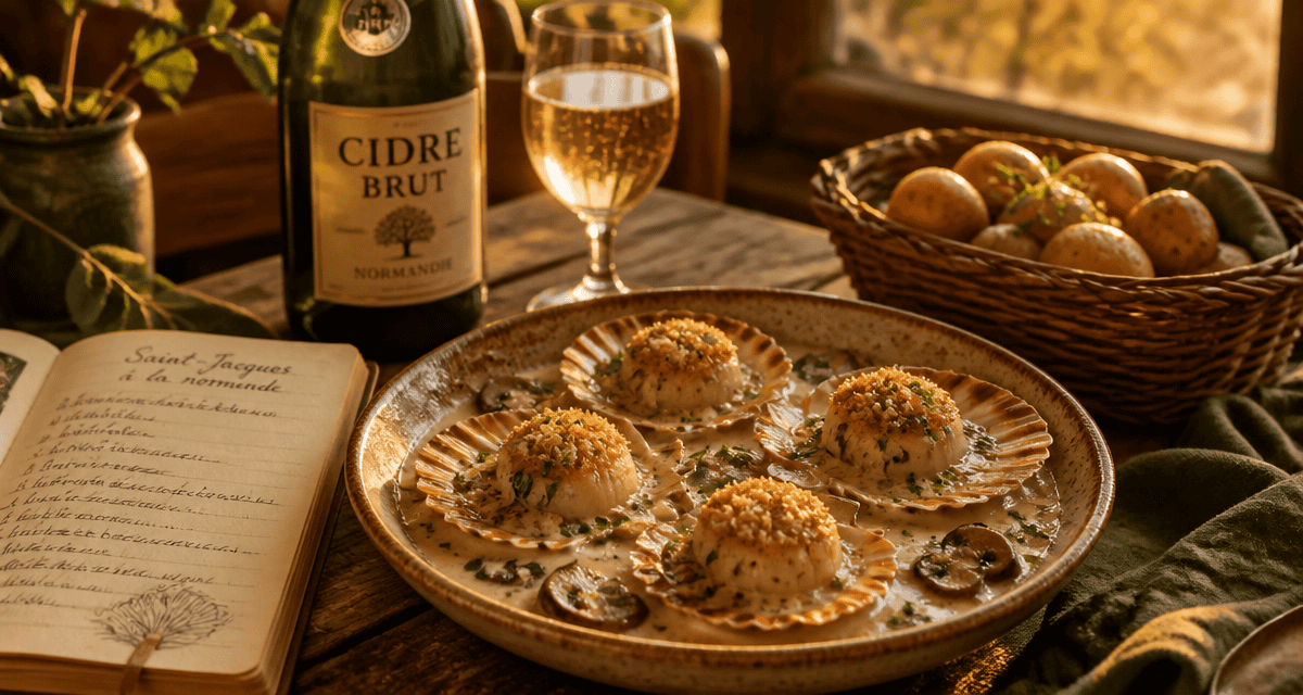 saint jacques a la normande assiette sauce cidre