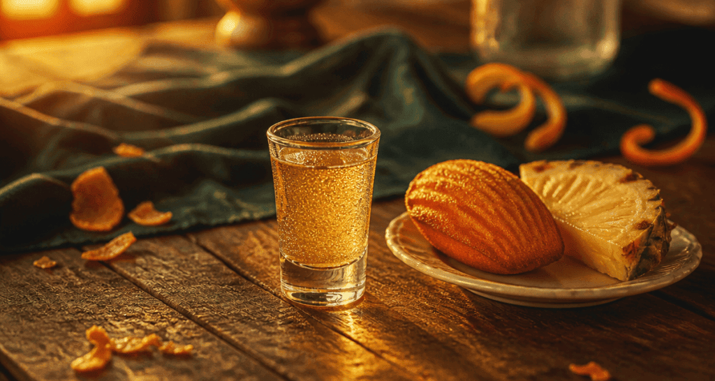 shot madeleine cocktail doré madeleine ananas
