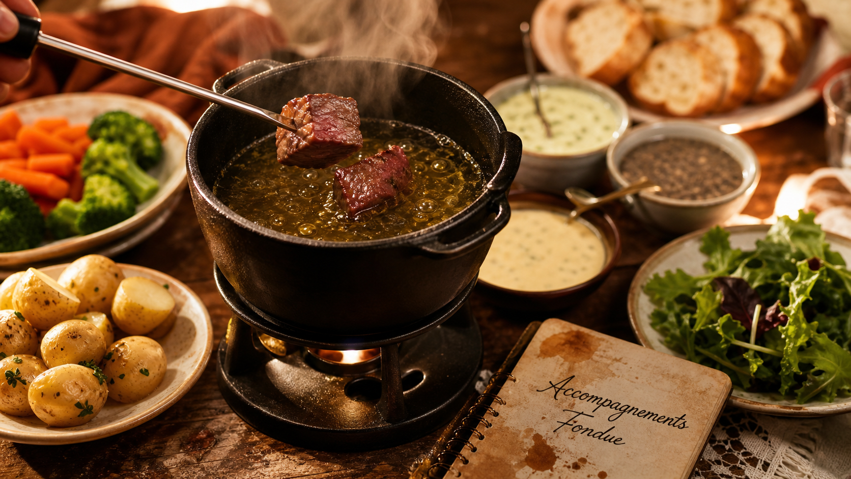 Accompagnement fondue bourguignonne : légumes et sauces maison