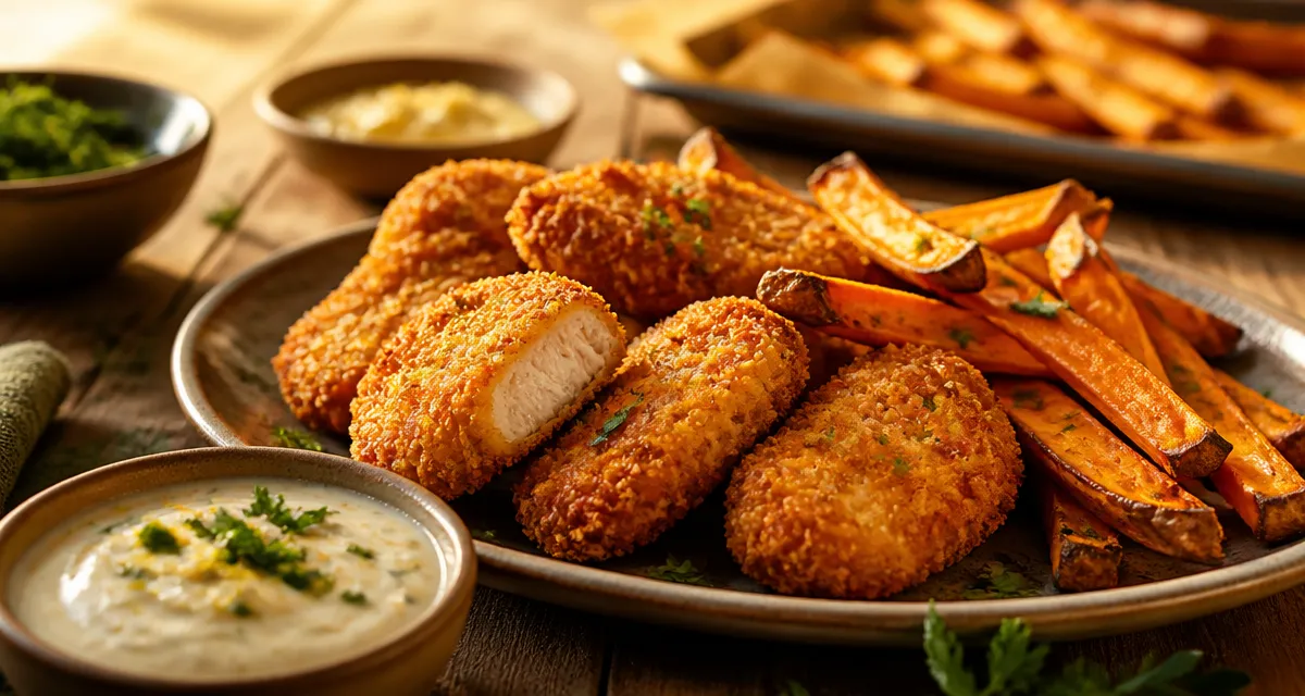 Accompagnement nuggets : nuggets avec alternatives aux frites (patate douce rôtie)