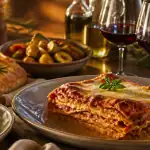 accompagnement pour lasagne avec salade, légumes et focaccia