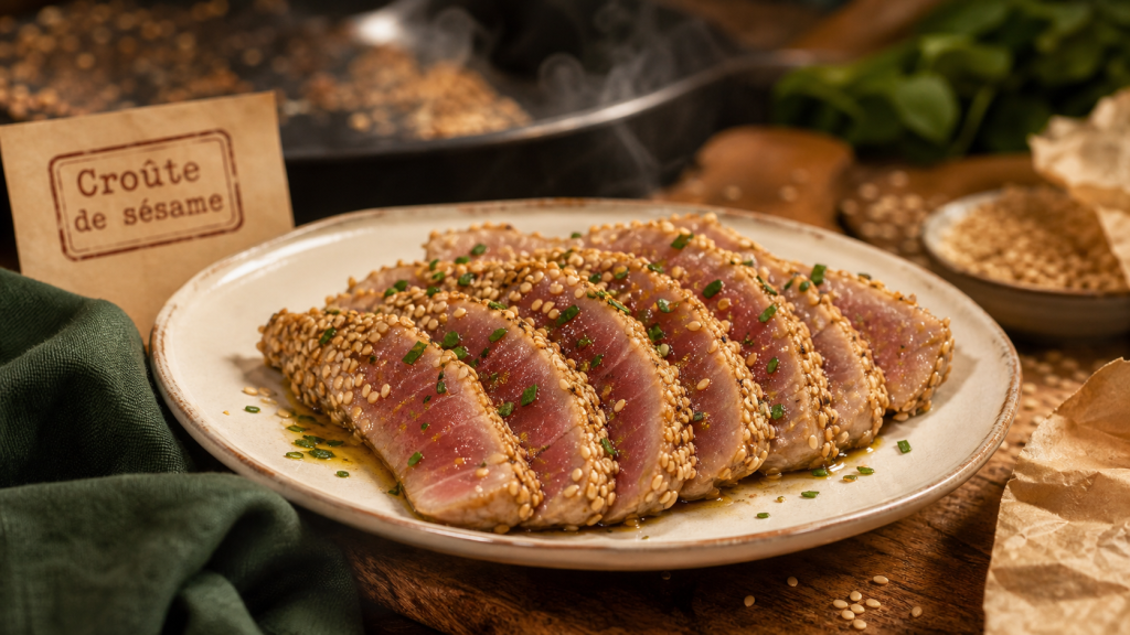 Cuisson d un steak de thon : steak mi-cuit cœur rosé