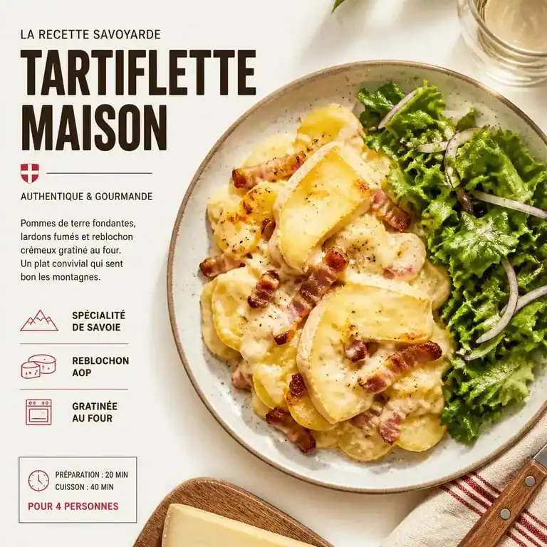 Tartiflette et son accompagnement salade verte pour un repas équilibré