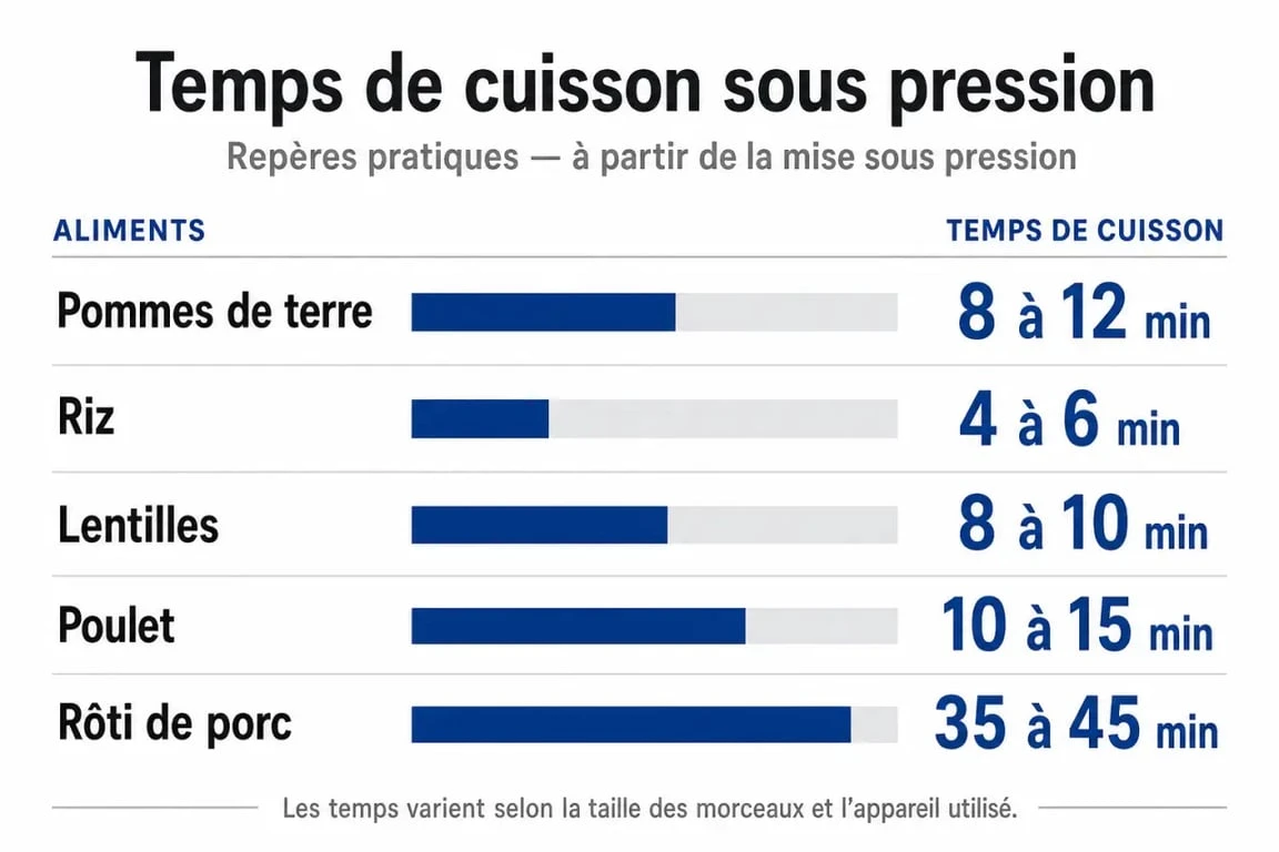 Tableau récapitulatif des temps de cuisson rapide au Cookeo pour divers aliments